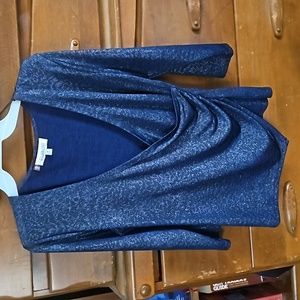 Jennifer Lopez shirt size Medium, low cut with 3/4 length sleeves. Navy blue